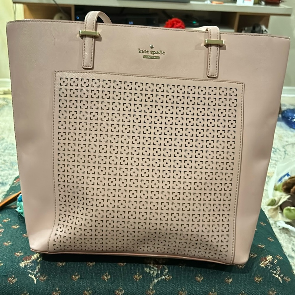 Kate Spade large tote, pink with embossed frontage